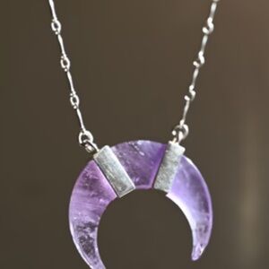 Elegant Purple and Silver Crescent Necklace